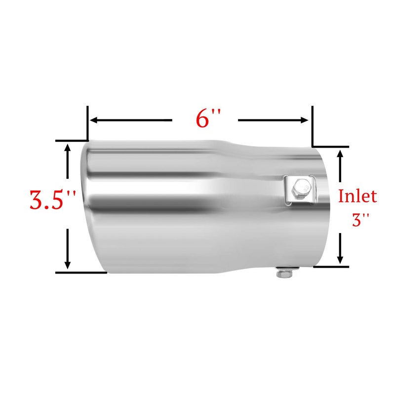 TriTrust Exhaust Tip, 2-2.75 inch inlet adjustable, Fit 2''/2.25''/2.5''/2.75'' Outer diameter Tailpipe, 3.5''Outlet 6''Long Muffler Tip, Chrome Stainless Steel Car Truck Tail Tip - Image 2